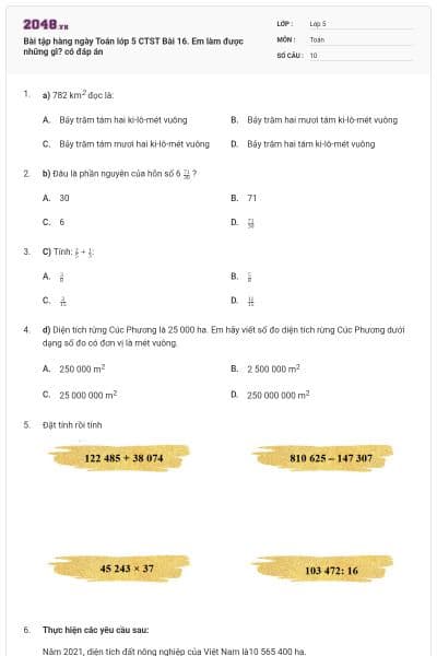 Bài tập hàng ngày Toán lớp 5 CTST Bài 16. Em làm được những gì? có đáp án