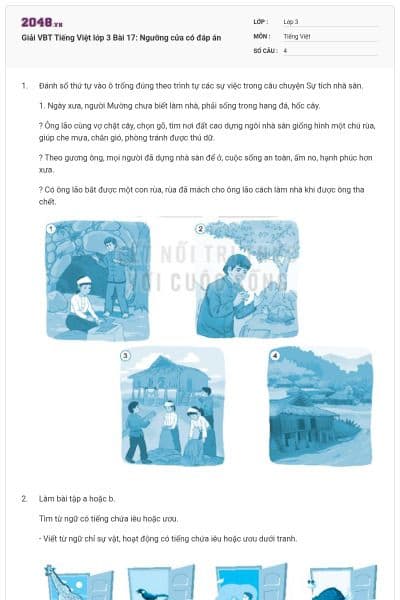 Giải VBT Tiếng Việt lớp 3 Bài 17: Ngưỡng cửa có đáp án