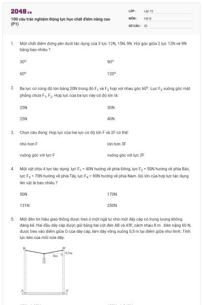 100 câu trắc nghiệm Động lực học chất điểm nâng cao (P1)