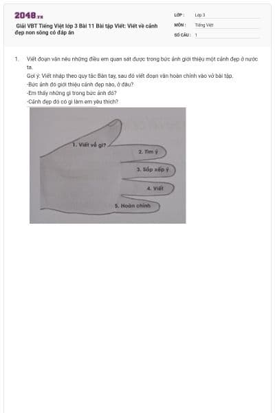  Giải VBT Tiếng Việt lớp 3 Bài 11 Bài tập Viết: Viết về cảnh đẹp non sông có đáp án