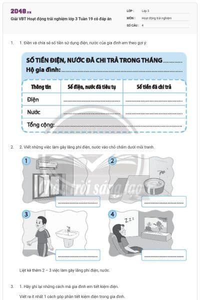 Giải VBT Hoạt động trải nghiệm lớp 3 Tuần 19 có đáp án