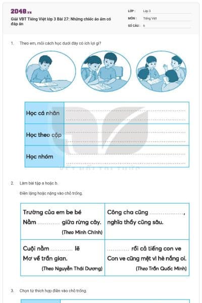 Giải VBT Tiếng Việt lớp 3 Bài 27: Những chiếc áo ấm có đáp án