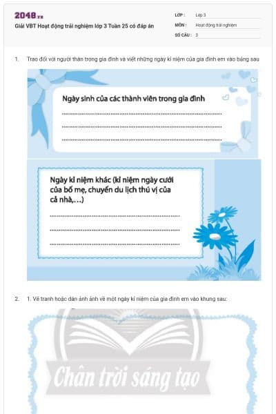 Giải VBT Hoạt động trải nghiệm lớp 3 Tuần 25 có đáp án