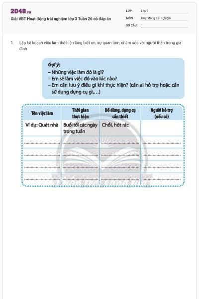 Giải VBT Hoạt động trải nghiệm lớp 3 Tuần 26 có đáp án