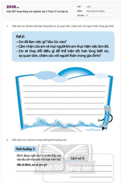 Giải VBT Hoạt động trải nghiệm lớp 3 Tuần 27 có đáp án