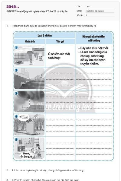 Giải VBT Hoạt động trải nghiệm lớp 3 Tuần 29 có đáp án