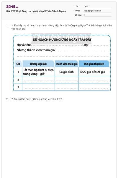 Giải VBT Hoạt động trải nghiệm lớp 3 Tuần 30 có đáp án