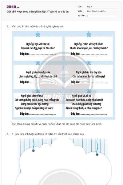 Giải VBT Hoạt động trải nghiệm lớp 3 Tuần 32 có đáp án
