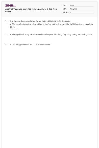 Giải VBT Tiếng Việt lớp 3 Bài 15 Ôn tập giữa kì 2: Tiết 5 có đáp án