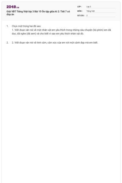 Giải VBT Tiếng Việt lớp 3 Bài 15 Ôn tập giữa kì 2: Tiết 7 có đáp án