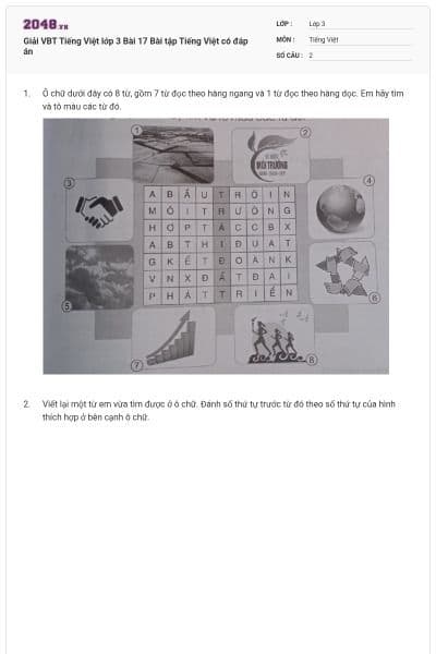 Giải VBT Tiếng Việt lớp 3 Bài 17 Bài tập Tiếng Việt có đáp án