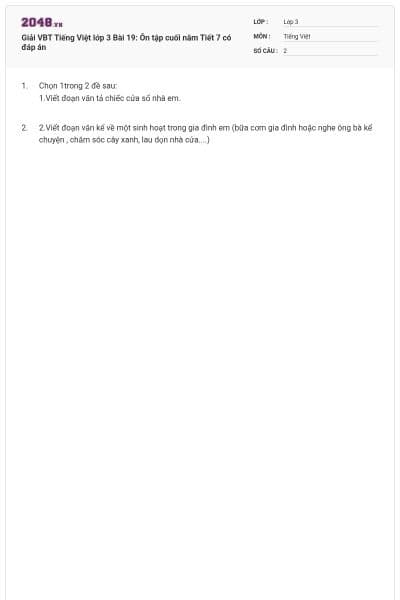 Giải VBT Tiếng Việt lớp 3 Bài 19: Ôn tập cuối năm Tiết 7 có đáp án