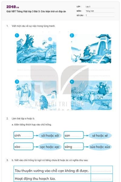 Giải VBT Tiếng Việt lớp 3 Bài 3: Cóc kiện trời có đáp án