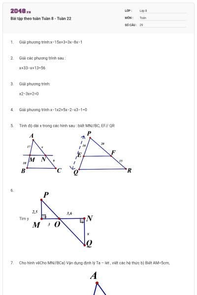 Bài tập theo tuần Tuần 8 - Tuần 22