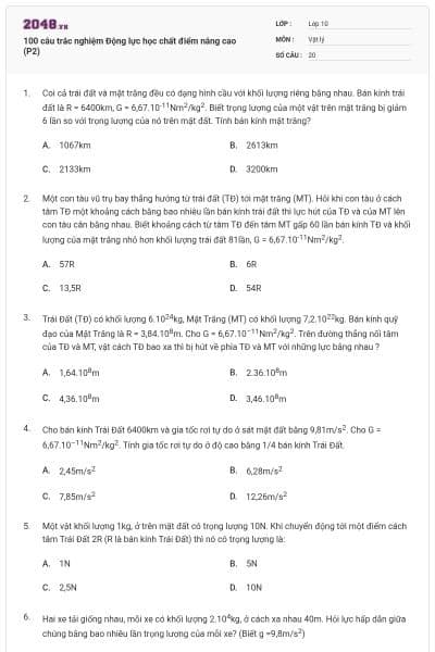 100 câu trắc nghiệm Động lực học chất điểm nâng cao (P2)