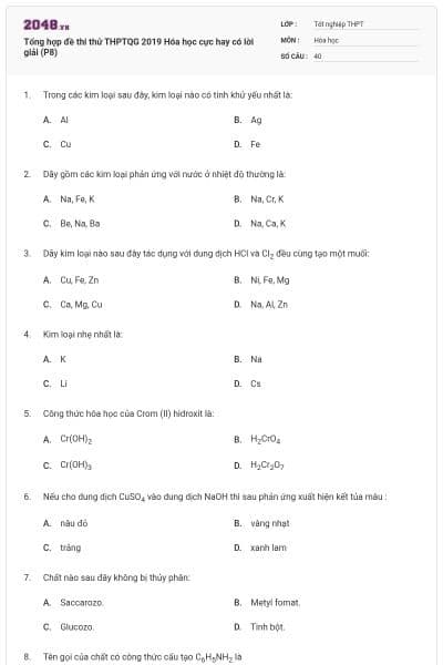Tổng hợp đề thi thử THPTQG 2019 Hóa học cực hay có lời giải (P8)