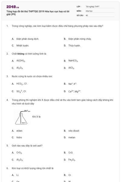 Tổng hợp đề thi thử THPTQG 2019 Hóa học cực hay có lời giải (P9)