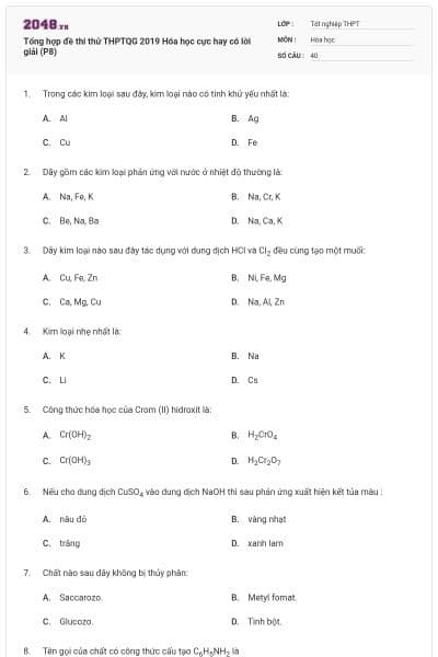 Tổng hợp đề thi thử THPTQG 2019 Hóa học cực hay có lời giải (P8)