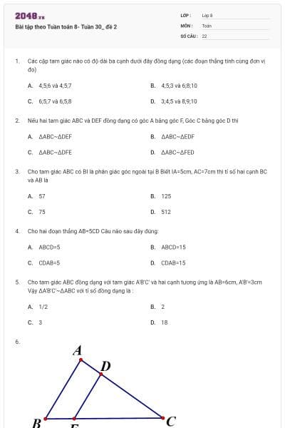 Bài tập theo Tuần toán 8- Tuần 30_ đề 2