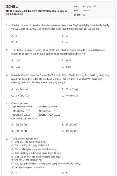 Bộ 10 đề 8 điểm thi thử THPTQG 2019 Hóa Học có lời giải chi tiết (đề số 3)