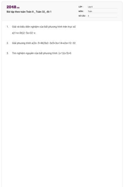 Bài tập theo tuần Toán 8 _ Tuần 32_ đề 1