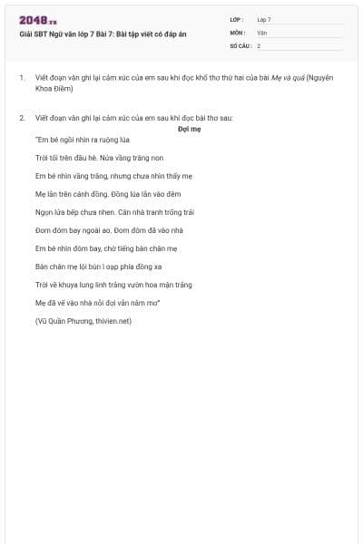 Giải SBT Ngữ văn lớp 7 Bài 7: Bài tập viết có đáp án