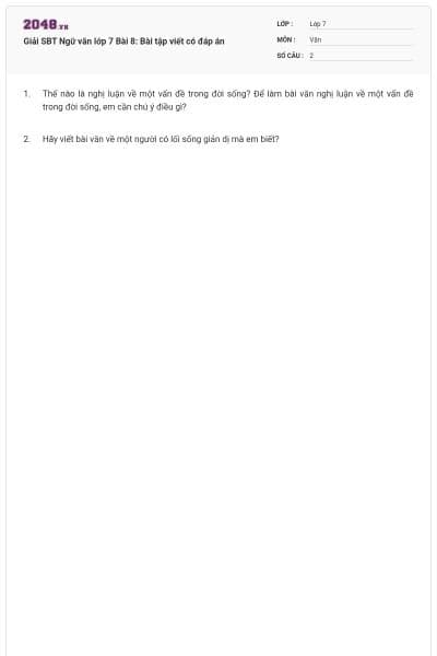 Giải SBT Ngữ văn lớp 7 Bài 8: Bài tập viết có đáp án