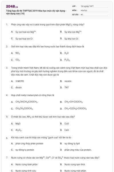 Tổng hợp đề thi THPTQG 2019 Hóa học mức độ vận dụng - vận dụng cao (16)