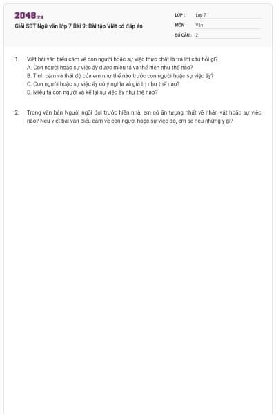 Giải SBT Ngữ văn lớp 7 Bài 9: Bài tập Viết có đáp án