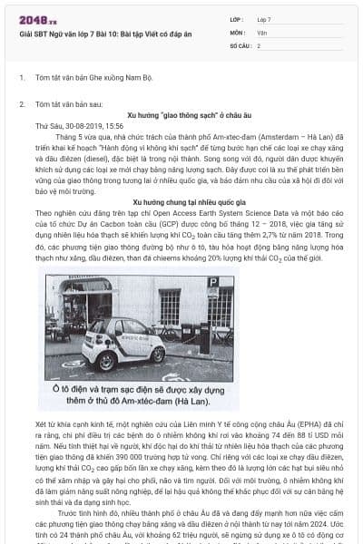 Giải SBT Ngữ văn lớp 7 Bài 10: Bài tập Viết có đáp án