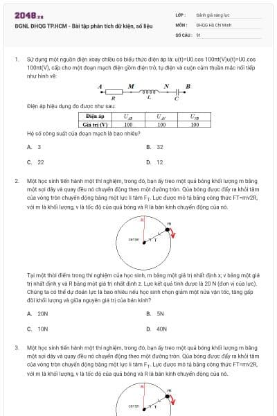 ĐGNL ĐHQG TP.HCM - Bài tập phân tích dữ kiện, số liệu