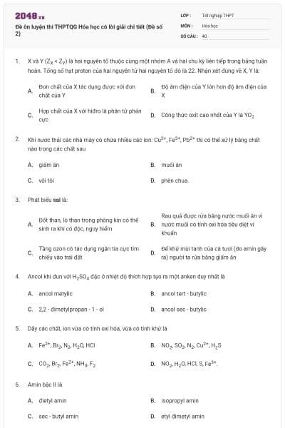 Đề ôn luyện thi THPTQG Hóa học có lời giải chi tiết (Đề số 2)