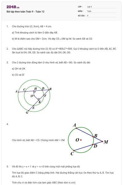 Bài tập theo tuần Toán 9 - Tuần 12