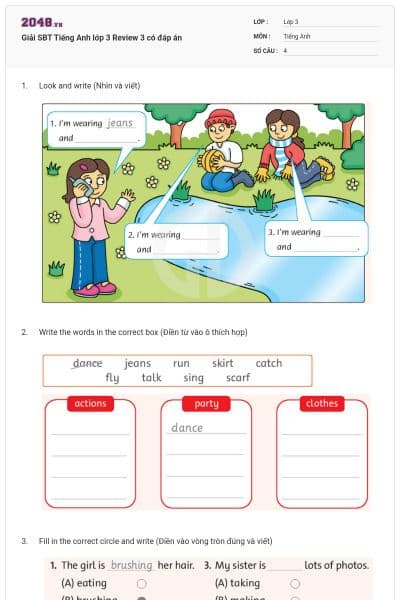 Giải SBT Tiếng Anh lớp 3 Review 3 có đáp án