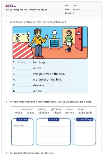 Giải SBT Tiếng Anh lớp 3 Review 4 có đáp án