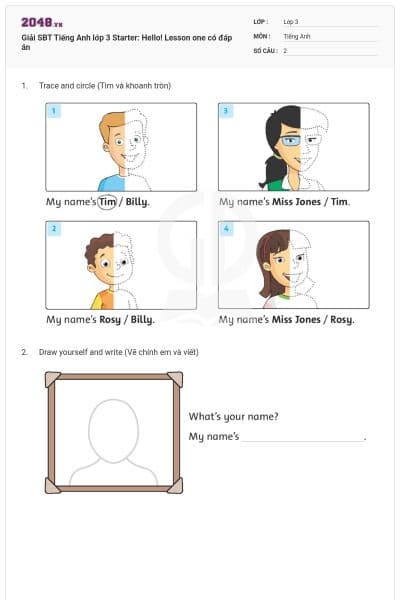 Giải SBT Tiếng Anh lớp 3 Starter: Hello! Lesson one có đáp án