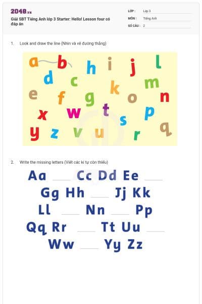 Giải SBT Tiếng Anh lớp 3 Starter: Hello! Lesson four có đáp án