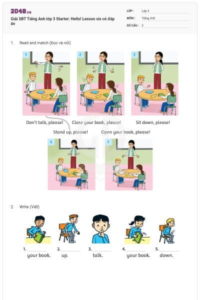 Giải SBT Tiếng Anh lớp 3 Starter: Hello! Lesson six có đáp án