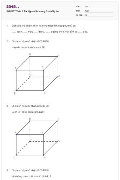 Giải SBT Toán 7 Bài tập cuối chương 3 có đáp án