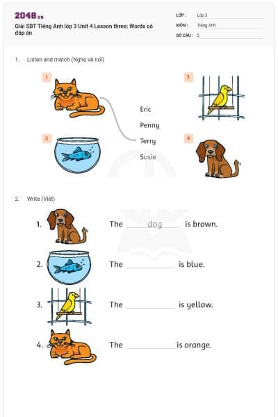 Giải SBT Tiếng Anh lớp 3 Unit 4 Lesson three: Words có đáp án