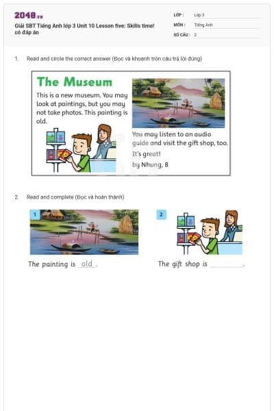 Giải SBT Tiếng Anh lớp 3 Unit 10 Lesson five: Skills time! có đáp án