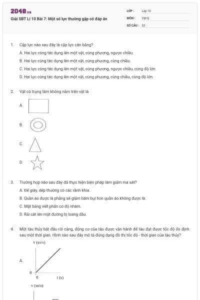 Giải SBT Lí 10 Bài 7: Một số lực thường gặp có đáp án