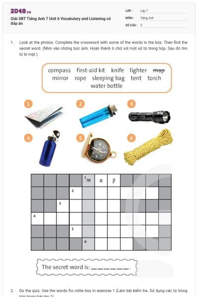 Giải SBT Tiếng Anh 7 Unit 6 Vocabulary and Listening có đáp án