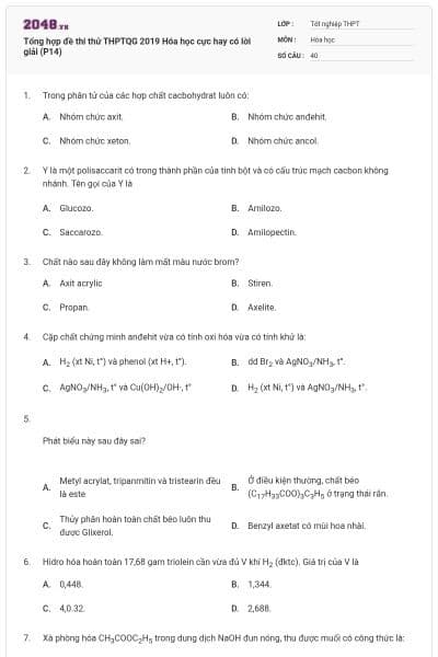 Tổng hợp đề thi thử THPTQG 2019 Hóa học cực hay có lời giải (P14)