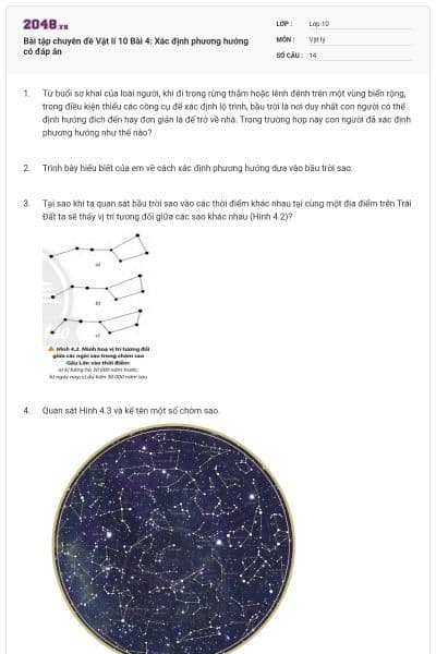 Bài tập chuyên đề Vật lí 10 Bài 4: Xác định phương hướng có đáp án