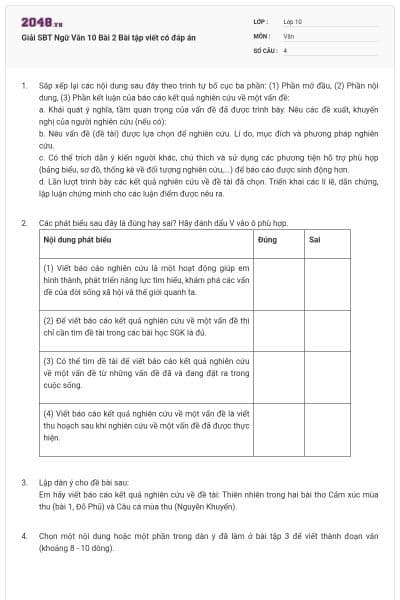 Giải SBT Ngữ Văn 10 Bài 2 Bài tập viết có đáp án