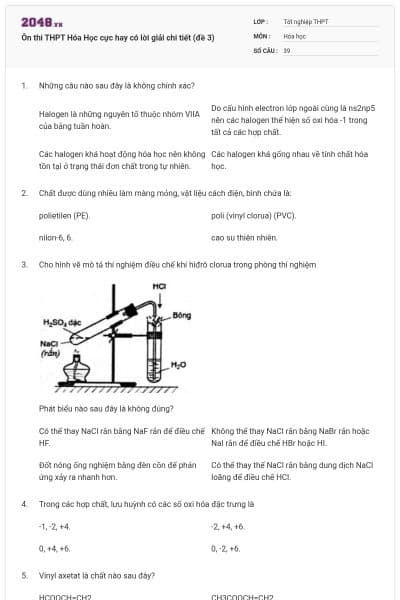 Ôn thi THPT Hóa Học cực hay có lời giải chi tiết (đề 3)