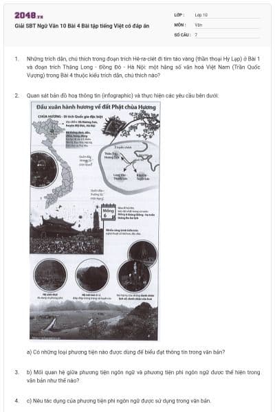 Giải SBT Ngữ Văn 10 Bài 4 Bài tập tiếng Việt có đáp án