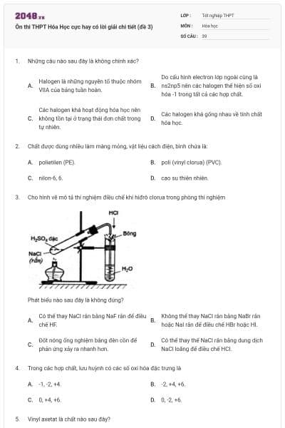 Ôn thi THPT Hóa Học cực hay có lời giải chi tiết (đề 3)