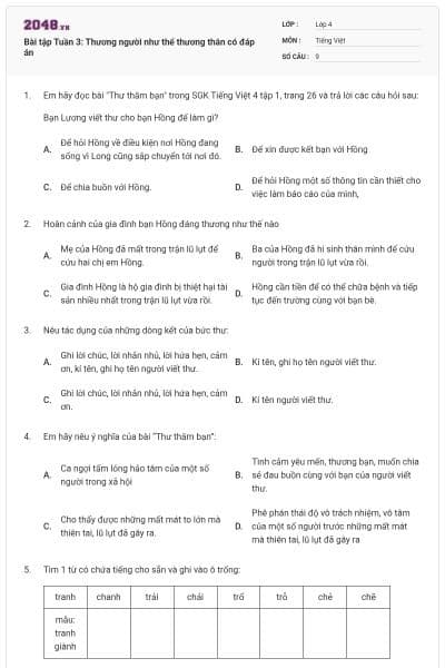 Bài tập Tuần 3: Thương người như thể thương thân có đáp án